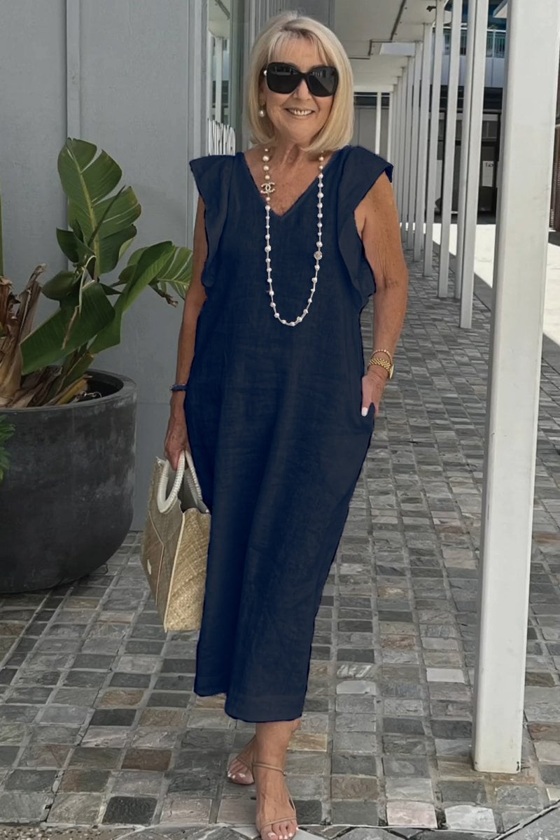 NOVARA | Élégante robe sans manches en lin de coton