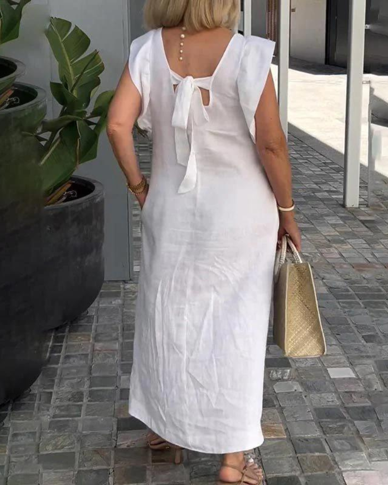 NOVARA | Élégante robe sans manches en lin de coton