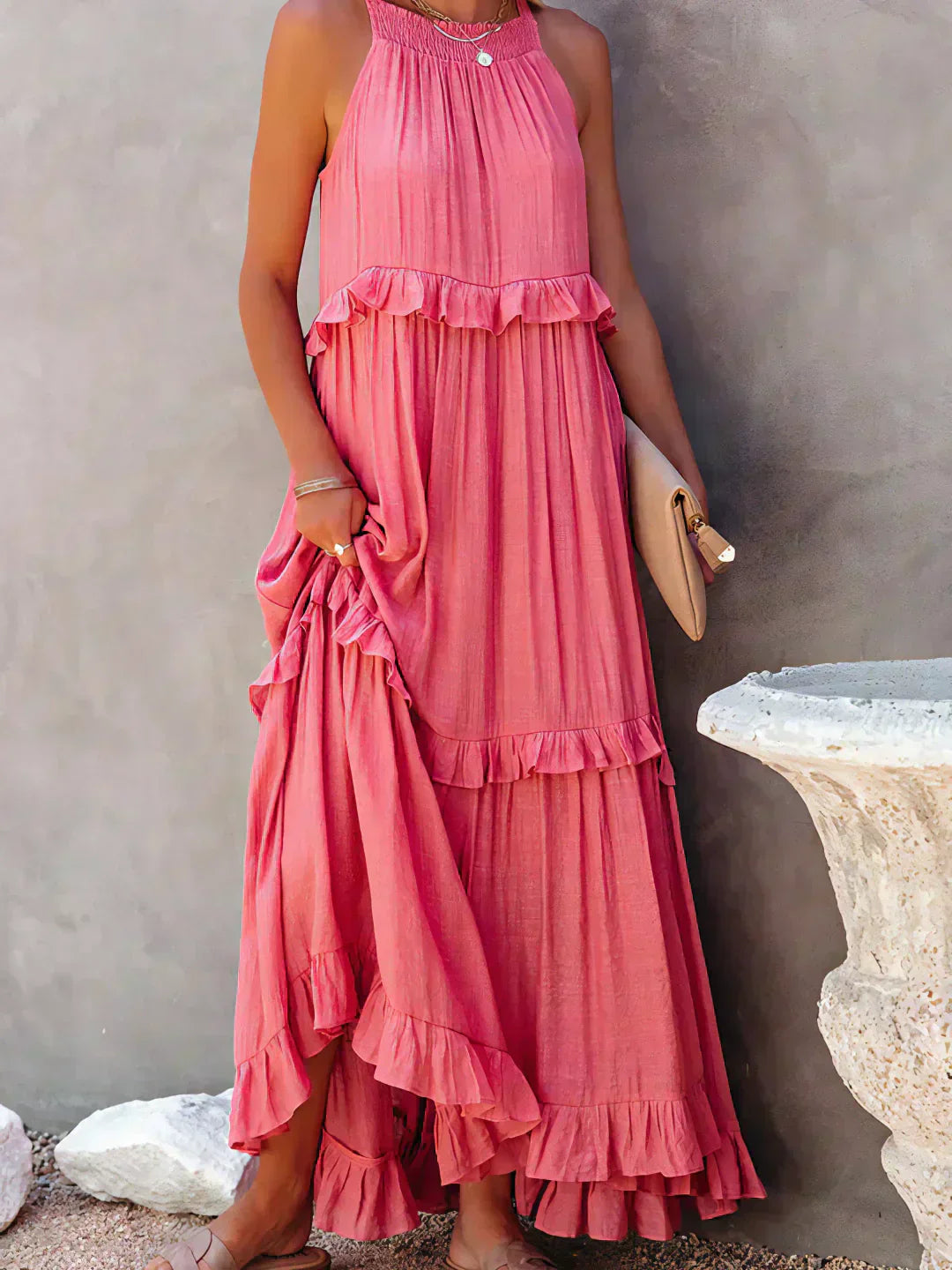 Sarah | Robe Maxi Volant Halter (Presque épuisé)