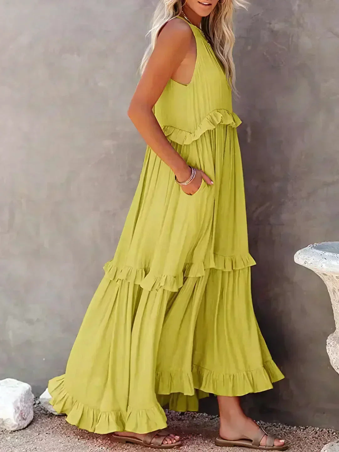 Sarah | Robe Maxi Volant Halter (Presque épuisé)