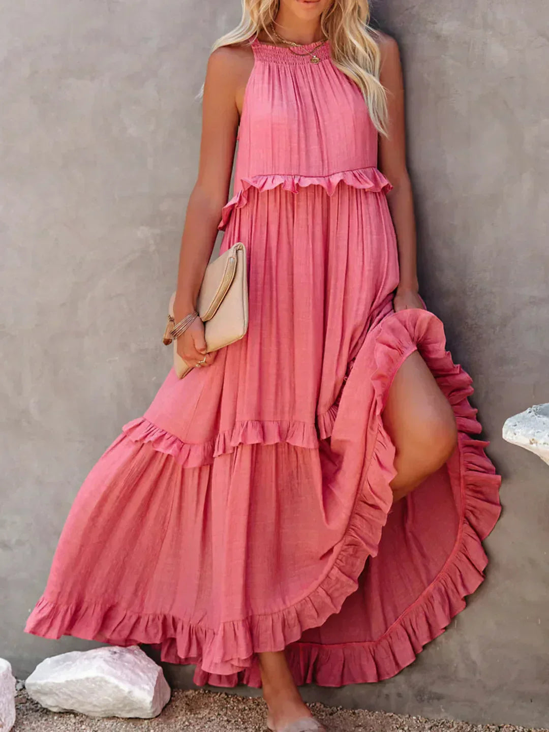 Sarah | Robe Maxi Volant Halter (Presque épuisé)