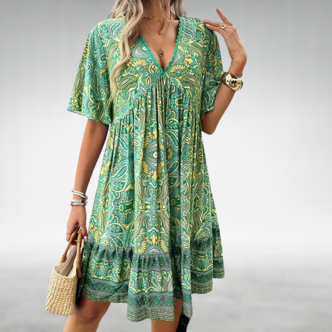 Adriana - Robe Mini Imprimé Paisley Bohème d'Été