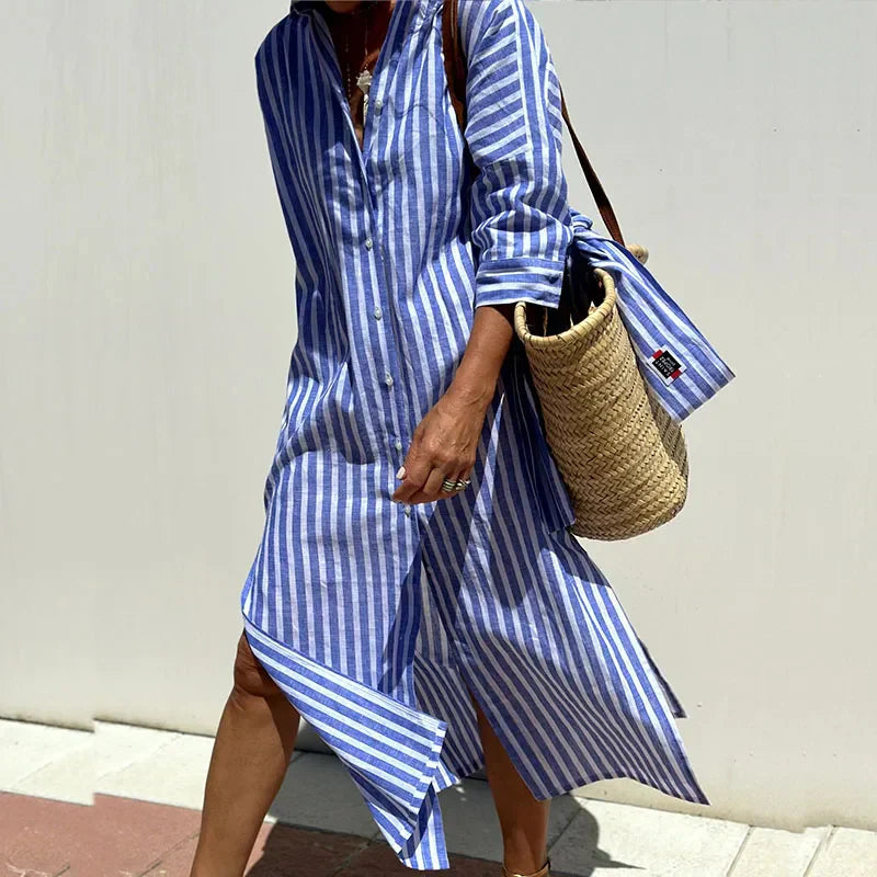 Novara | Robe chemise rayée classique
