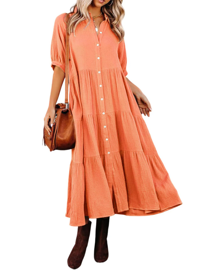 Novara | Robe chemise luxueuse à volants