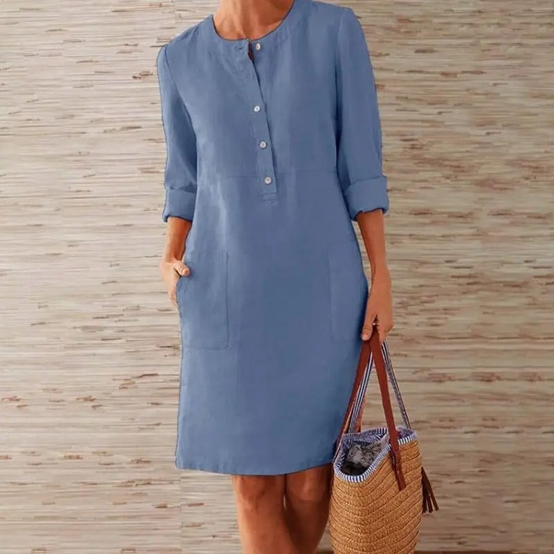 Novara | Robe en lin à manches longues