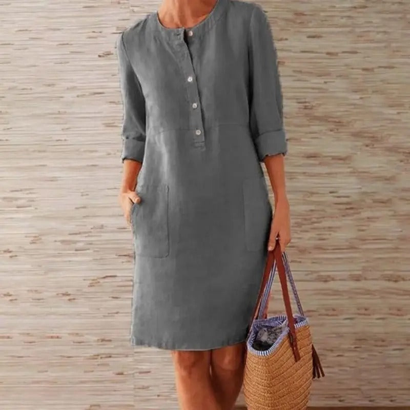 Novara | Robe en lin à manches longues