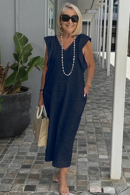 NOVARA | Élégante robe sans manches en lin de coton