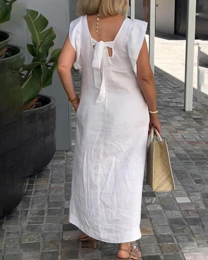 NOVARA | Élégante robe sans manches en lin de coton