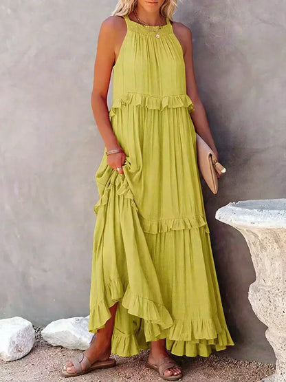 Sarah | Robe Maxi Volant Halter (Presque épuisé)