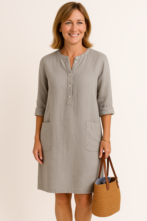 Novara | Robe en lin à manches longues