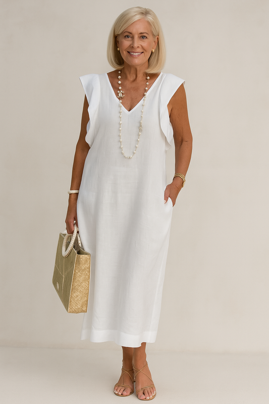 NOVARA | Élégante robe sans manches en lin de coton