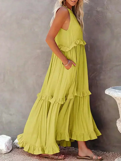 Sarah | Robe Maxi Volant Halter (Presque épuisé)