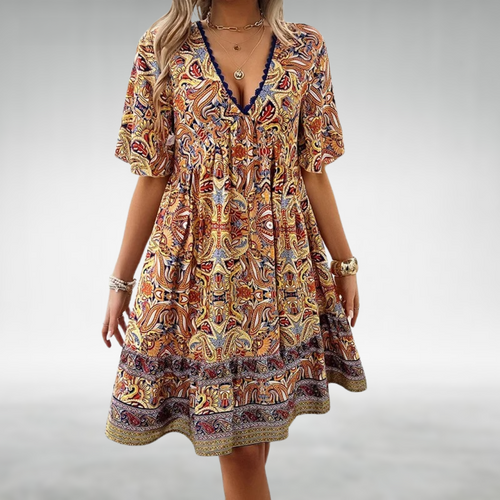 Adriana - Robe Mini Imprimé Paisley Bohème d'Été