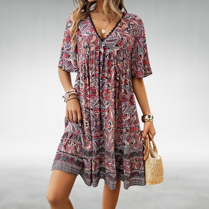 Adriana - Robe Mini Imprimé Paisley Bohème d'Été