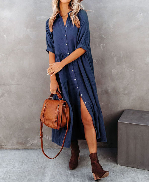 Novara | Robe chemise luxueuse à volants