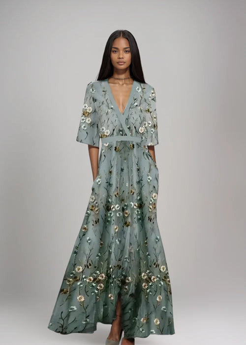 Océane - Robe Longue Élégante à Fleurs
