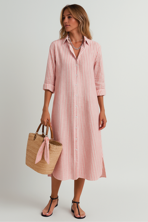 Novara | Robe chemise rayée classique
