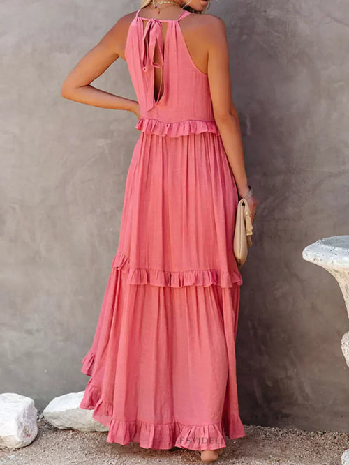 Sarah | Robe Maxi Volant Halter (Presque épuisé)
