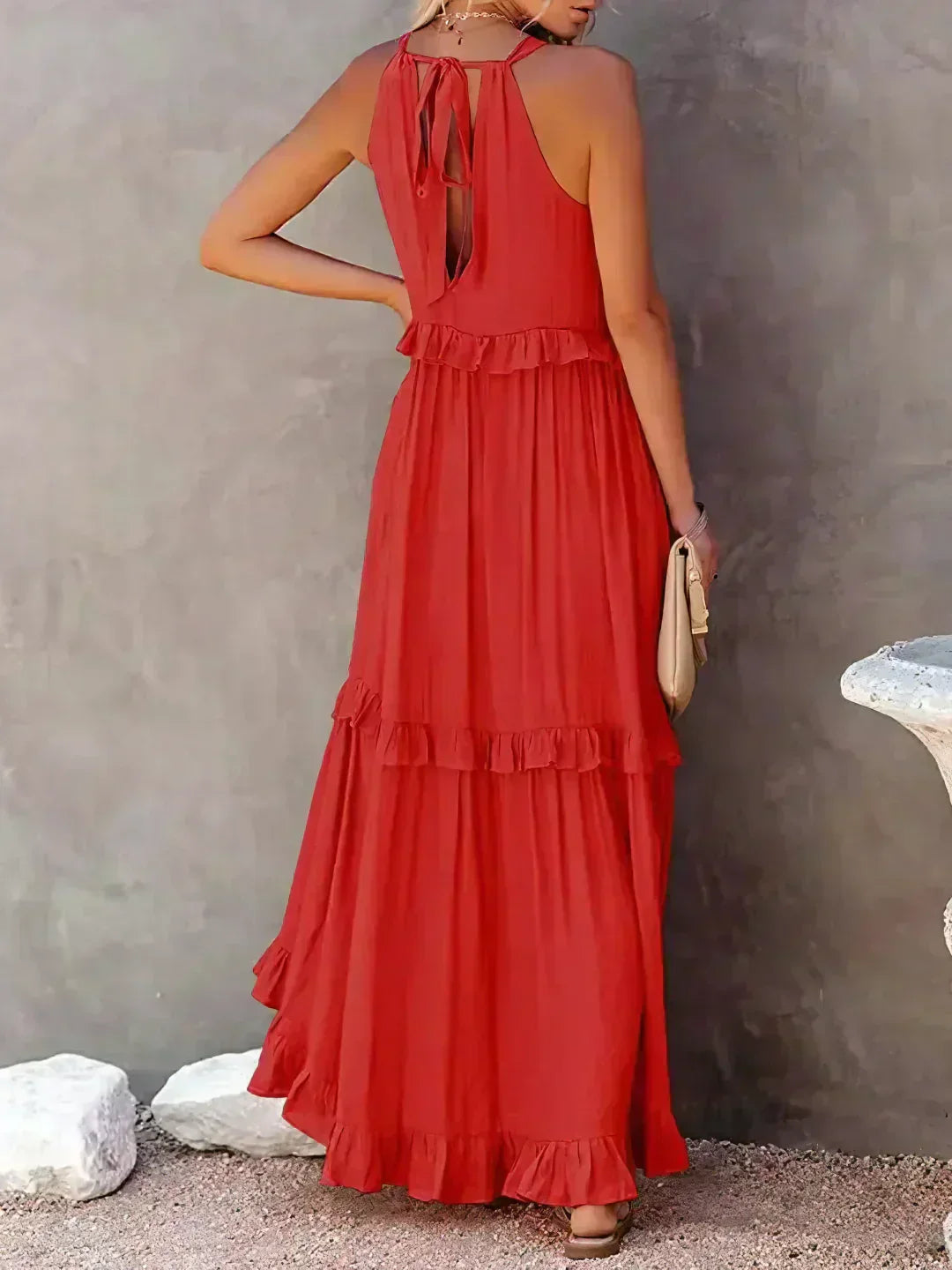 Sarah | Robe Maxi Volant Halter (Presque épuisé)