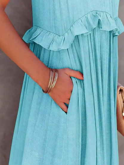 Sarah | Robe Maxi Volant Halter (Presque épuisé)