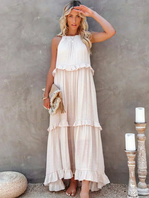 Sarah | Robe Maxi Volant Halter (Presque épuisé)