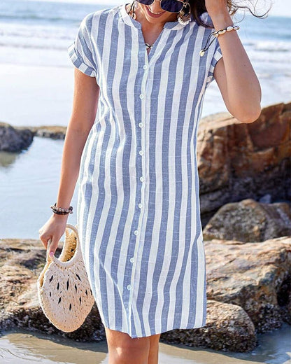 NOVARA | Robe Chemise Rayée Élégante