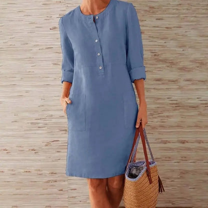 Novara | Robe en lin à manches longues