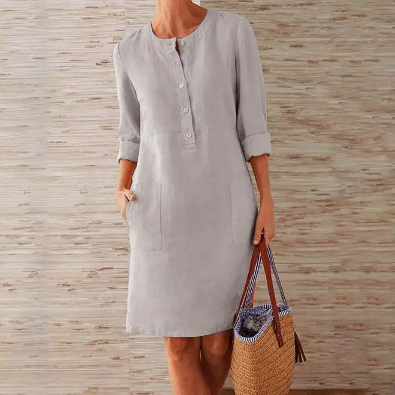 Novara | Robe en lin à manches longues
