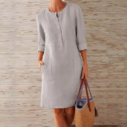 Novara | Robe en lin à manches longues