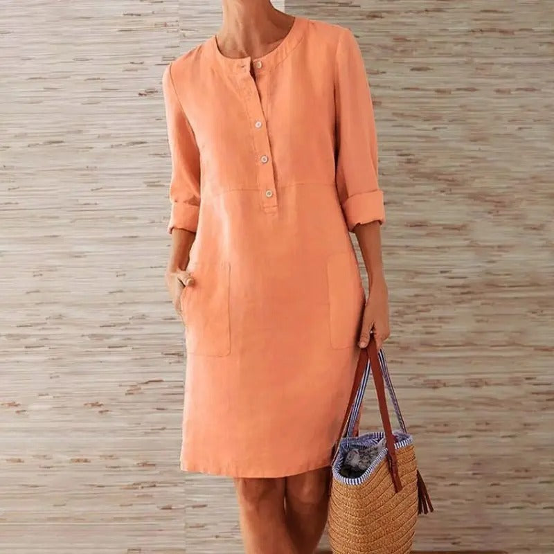Novara | Robe en lin à manches longues
