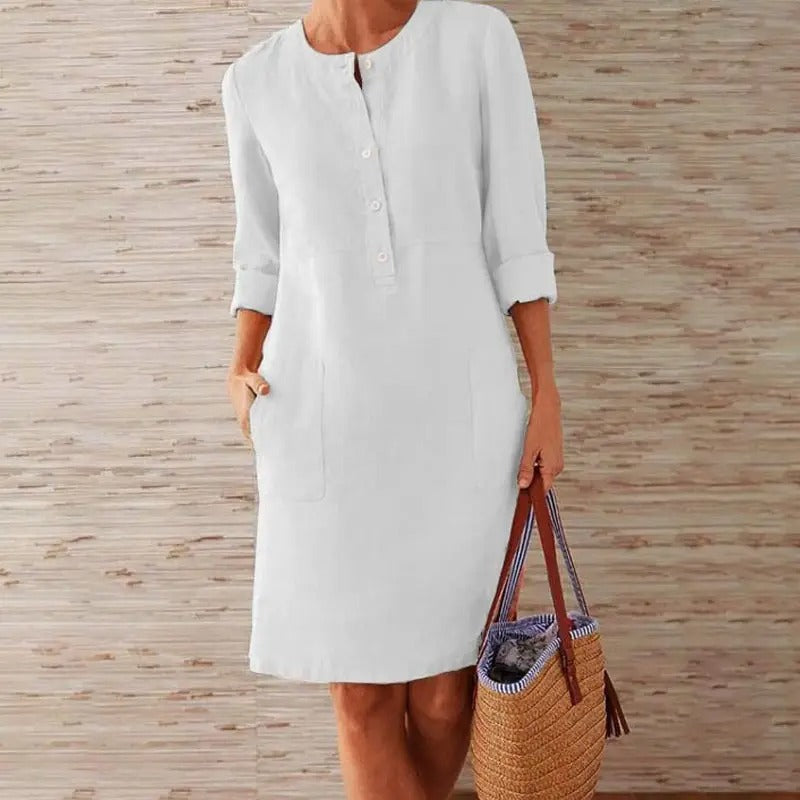 Novara | Robe en lin à manches longues