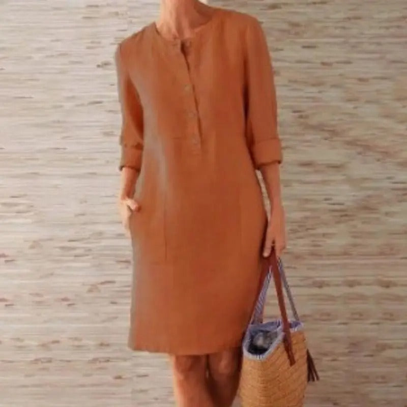 Novara | Robe en lin à manches longues
