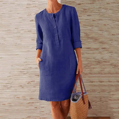 Novara | Robe en lin à manches longues